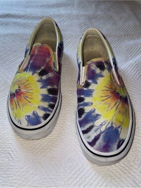 Unisex Classic Slip-on Washed Tie-Dye Canvas Sneakers Women’s 8.5 Men’s 7